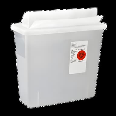 Sharps Container In-Room™ Translucent Base 16-1/4 H X 13-3/4 W X 6 D Inch Horizontal Entry 3 Gallon