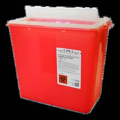 Sharps Container Translucent Red Base 11 H X 11-3/4 W X 6-3/4 D Inch Horizontal Entry 2 Gallon