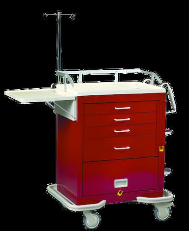 Medication Cart Future Health Concepts Solid Poly 33.5 X 25 X 39.75 Inch Red Two-3 Inch, One-6 Inch, One-12 Inch