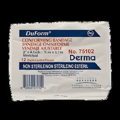 Conforming Bandage Duform 2 Inch X 4-1/10 Yard 12 per Pack NonSterile 1-Ply Roll Shape