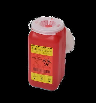 Sharps Container BD™ Red Base 7-1/2 H X 3-3/5 W X 3-3/5 D Inch Vertical Entry 0.35 Gallon
