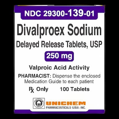 Divalproex Sodium 250 mg Tablets - Anticonvulsant Medication Bottle of 100