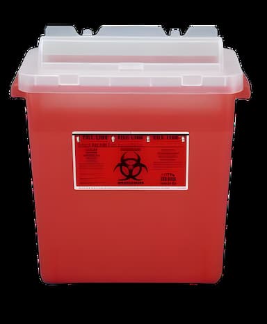 Sharps Container Bemis™ Sentinel Translucent Red Base 15 H X 13-7/8 L X 6-7/8 W Inch Horizontal Entry 3 Gallon