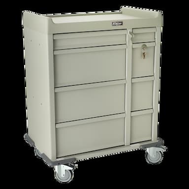 Medication Cart Standard Line Steel 23.5 X 36 X 45.75 Inch 17 X 20.5 Inch Left Side Drawer, 17 X 6.25 Inch Right Side Drawer