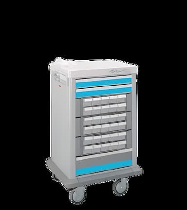 Heavy-Duty Steel Medication Cart with Ergonomic Design and Multiple Drawer Sizes