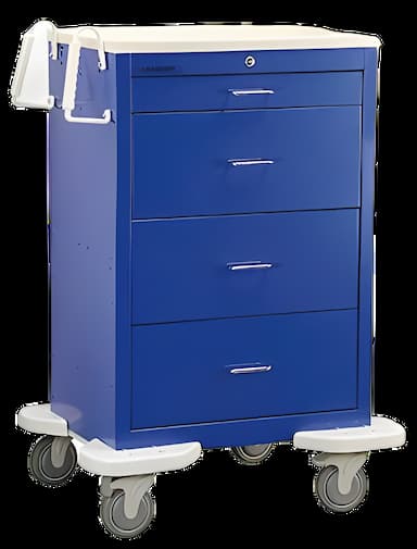 Medication Cart Steel 25 X 32 X 46-1/4 Inch Blue 1 Drawer, 3 Inch / 3 Drawers, 9 Inch