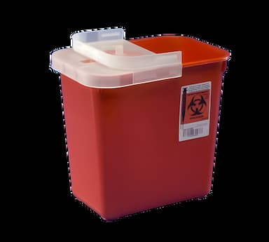 Sharps Container SharpSafety™ Red Base 10 H X 10-1/2 W X 7-1/4 D Inch Horizontal Entry 2 Gallon