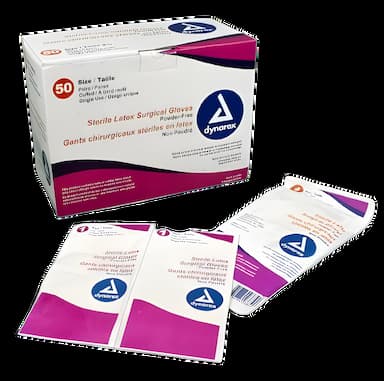 Surgical Glove Dynarex Size 7.5 Sterile Latex Standard Cuff Length Fully Textured Ivory Not Chemo Approved