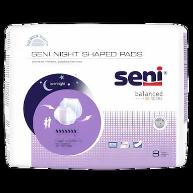 Incontinence Liner Seni® Shaped Night Pads 27 Inch Length Heavy Absorbency Superabsorbant Core One Size Fits Most