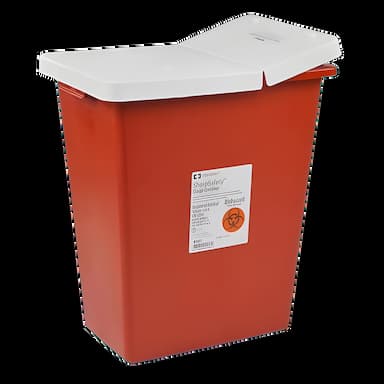 Sharps Container SharpSafety™ Red Base 18-3/4 H X 18-1/4 W X 12-3/4 D Inch Vertical Entry 12 Gallon - 8933