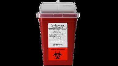 OakRidge™ 0.25 Gallon Sharps Container with Red Base for Medical Waste