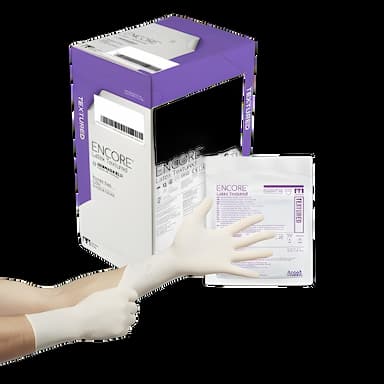 Surgical Glove ENCORE® Latex Textured Size 5.5 Sterile Latex Standard Cuff Length Fully Textured Ivory Chemo Tested