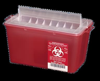 OakRidge™ 1 Gallon Sharps Container with Translucent Red Base for Safe Sharps Disposal