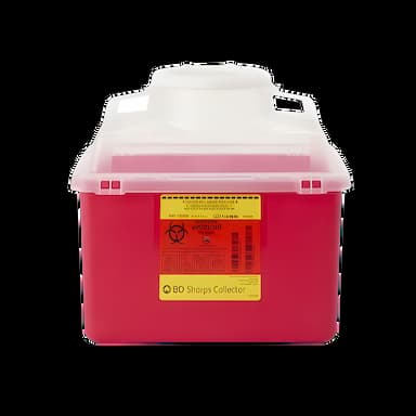 Sharps Container BD™ Red Base 11-1/2 H X 12-4/5 W X 8-4/5 D Inch Vertical Entry 3.5 Gallon - 305456