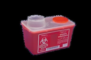 Sharps Container Monoject™ Red Base 17-7/10 H X 6-3/4 W X 10-1/2 D Inch Vertical Entry 3.5 Gallon