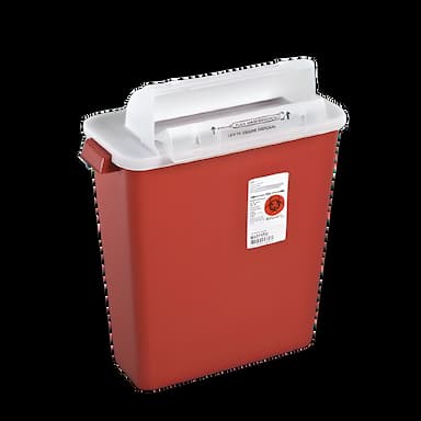 Sharps Container SharpStar™ In-Room™ Translucent Red Base 16-1/4 H X 13-3/4 W X 6 D Inch Horizontal Entry 3 Gallon