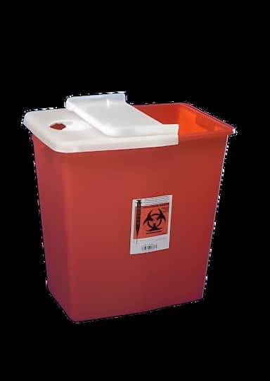 Sharps Container SharpSafety™ Red Base 18-3/4 H X 18-1/4 W X 12-3/4 D Inch Vertical Entry 12 Gallon - 8936SA