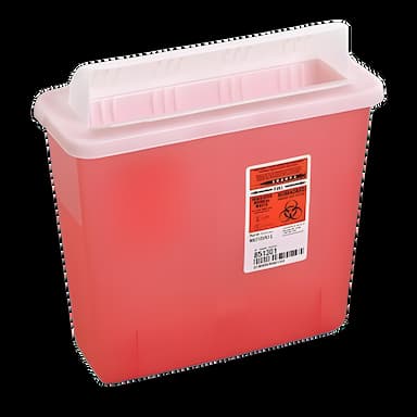 Sharps Container In-Room™ Translucent Red Base 11 H X 10-3/4 W X 4-3/4 D Inch Horizontal Entry 1.25 Gallon - 851301