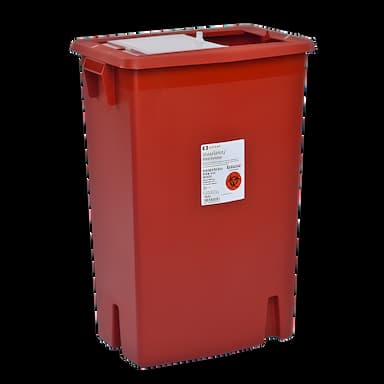 Sharps Container SharpSafety™ Red Base 18-3/4 H X 18-1/4 W X 12-3/4 D Inch Vertical Entry 12 Gallon - 8935