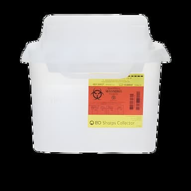 Sharps Container BD™ Translucent White Base 12 H X 12 W X 4-4/5 D Inch Horizontal Entry 1.35 Gallon - 305427