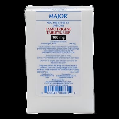 Lamotrigine 100 mg Tablet for Seizure Control - 100 Tablet Blister Pack by Major Pharmaceuticals