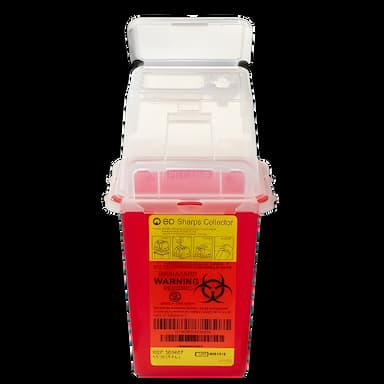 Sharps Container BD™ Red Base 9 H X 4-1/2 W X 4 D Inch Vertical Entry 0.375 Gallon
