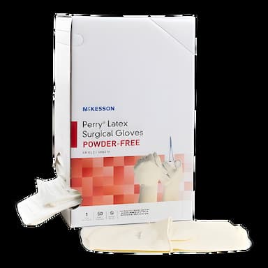 McKesson Perry Sterile Latex Surgical Gloves Size 7 - Powder-Free, Gamma Sterilized