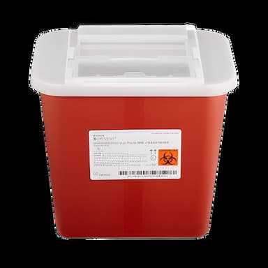 Sharps Container McKesson Prevent® Red Base 10-1/4 H X 7 W X 10-1/2 D Inch Horizontal Entry 2 Gallon