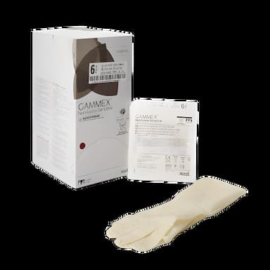 Surgical Glove GAMMEX® Non-Latex Sensitive Size 6.5 Sterile Polychloroprene Standard Cuff Length Micro-Textured Cream Chemo Tested