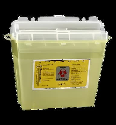 Sharps Container Bemis™ Sentinel Translucent Yellow Base 10 H X 5-1/4 W X 11 D Inch Horizontal Entry 1.25 Gallon