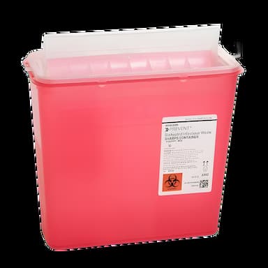 Sharps Container McKesson Prevent® Translucent Red Base 10-3/4 H X 10-1/2 W X 4-3/4 D Inch Horizontal Entry 1.25 Gallon