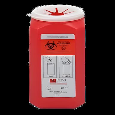 Leaktight Sharps Container with Red Base and Vertical Entry - 0.375 Gallon