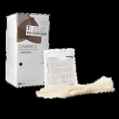 Surgical Glove GAMMEX® Non-Latex Sensitive Size 7.5 Sterile Polychloroprene Standard Cuff Length Micro-Textured Cream Chemo Tested