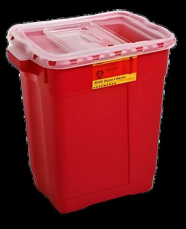 Sharps Container BD™ Red Base 18-1/2 X 17-3/4 X 11-3/4 Inch Vertical Entry 9 Gallon - 305601