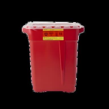 Sharps Container BD™ Red Base 18-1/2 X 17-3/4 X 11-3/4 Inch Vertical Entry 9 Gallon - 305616