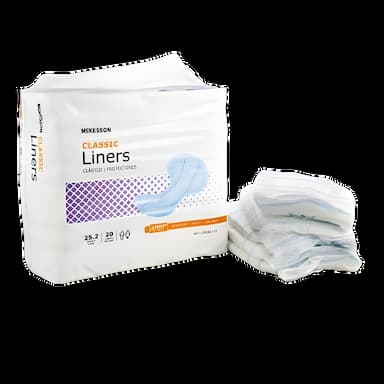 McKesson Classic Incontinence Liner, 25.2 Inch, Light Absorbency, Polymer Core, Unisex