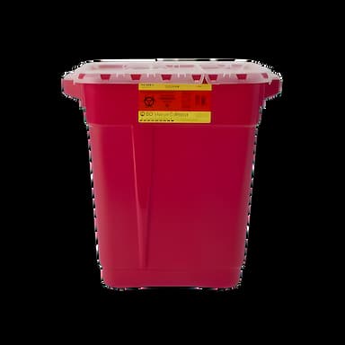 Sharps Container BD™ Red Base 18-1/2 X 17-3/4 X 11-3/4 Inch Vertical Entry 9 Gallon - 305615