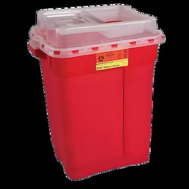 Sharps Container BD™ Red Base 26-1/4 H X 20 W X 14-3/4 D Inch Vertical Entry 19 Gallon