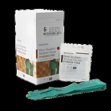McKesson Perry Performance Plus Surgical Gloves, Size 6.5, Sterile, Polychloroprene, Dark Green, Chemo Tested