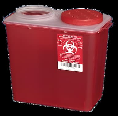 Sharps Container The Big Mouth Translucent Red Base 10-1/4 H X 11-3/4 W X 6-3/4 D Inch Vertical Entry 2 Gallon