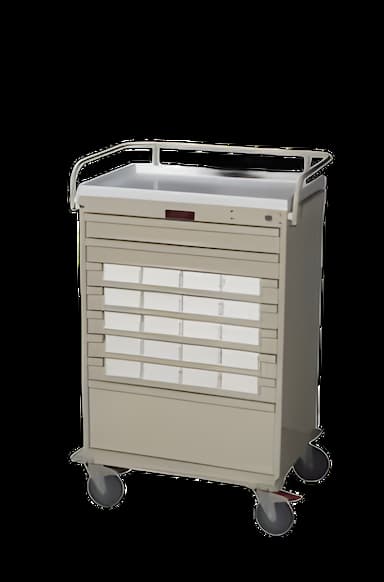 Medication Cart Value Line Steel 22.5 X 29.5 X 44.75 Inch Light Blue 23 X 17 Inch Drawer, Seven 3 Inch, One 9 Inch