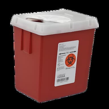 Sharps Container AutoDrop™ Red Base 7-1/4 H X 6-1/2 W X 4-1/2 D Inch Vertical Entry 0.55 Gallon