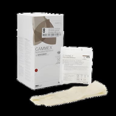 Surgical Glove GAMMEX® Non-Latex Sensitive Size 8 Sterile Polychloroprene Standard Cuff Length Micro-Textured Cream Chemo Tested