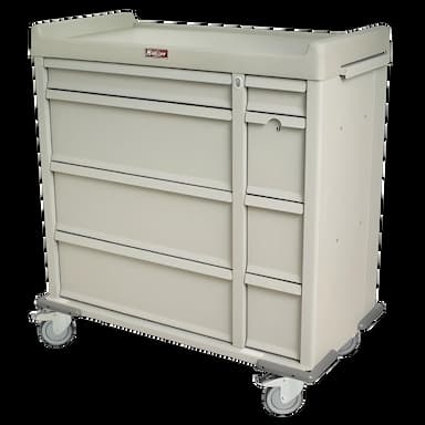 Medication Cart Standard Line Steel Body / Aluminum Drawers 45-3/4 H X 43 W X 23-1/2 D Inch Hammer Beige (Sand)