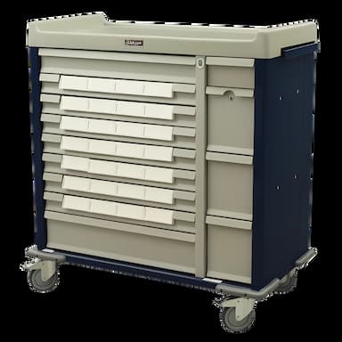 Medication Cart Standard Line Aluminum / Steel 43 X 45.75 X 23.5 Inch Beige 27.5 X 17 Inch Left Side, 6.625 X 17 Inch Right Side