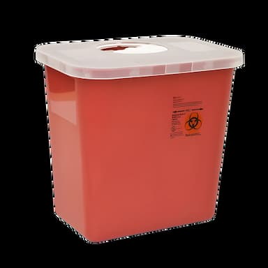 Sharps Container SharpSafety™ Red Base 6-3/4 H X 8-3/4 D Inch Vertical Entry 1.25 Gallon