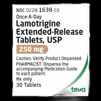 Lamotrigine 250mg Tablet Bottle - 30 Count by Teva, Anticonvulsant Medication