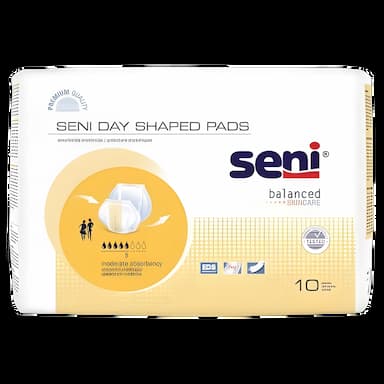 Incontinence Liner Seni® Shaped Day Pads 25 Inch Length Moderate Absorbency Superabsorbant Core One Size Fits Most - S-UN10-PS1