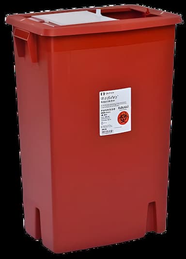 Sharps Container SharpSafety™ Red Base 17-1/2 H X 15-1/2 W X 11 D Inch Vertical Entry 8 Gallon - 8997SPG2
