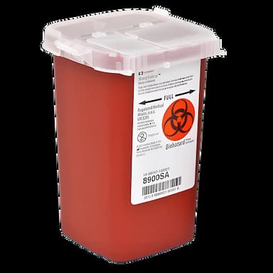 Sharps Container SharpSafety™ Red Base 6-1/4 H X 4-1/2 W X 4-1/4 D Inch Vertical Entry 0.25 Gallon